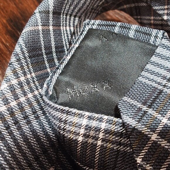 Mexx Grey and Silver Plaid Silk Tie - Picture 4 of 4